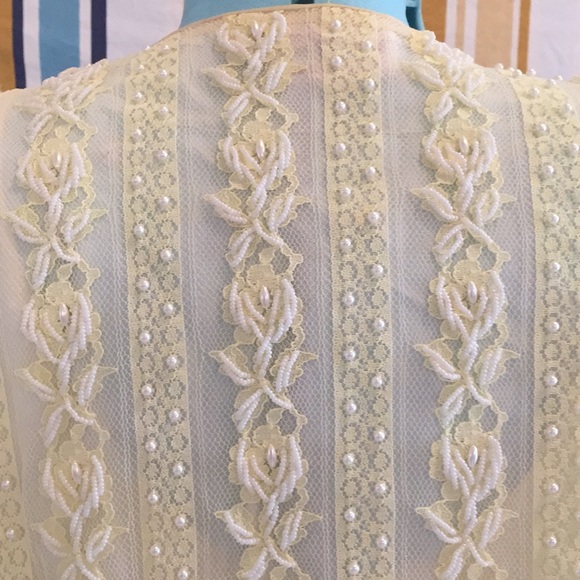 Amazing True Vintage Pale Yellow Beaded Dress Set - Picture 6 of 8